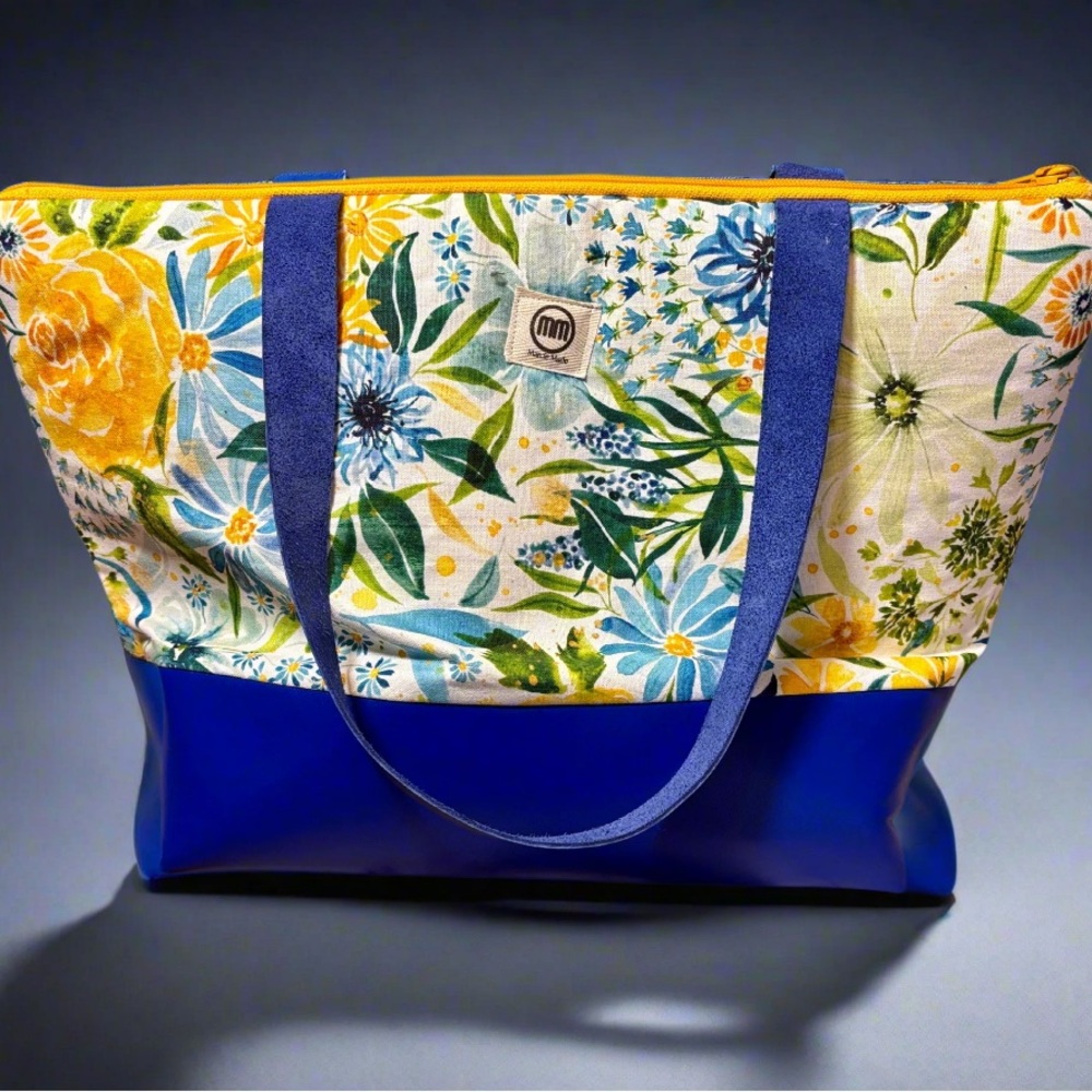 Floral Yellow and Blue Shoulder Bag